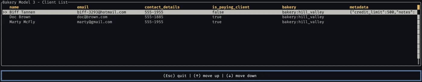 The client table in ratatui, inside a terminal.