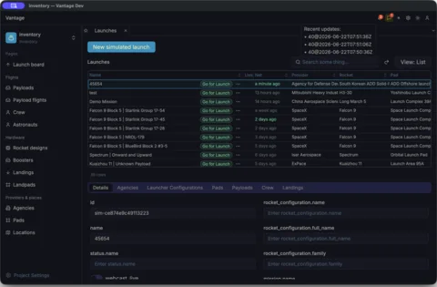 Recent updates stream in as the server runs the countdown simulation