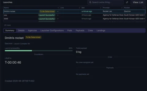 The new Summary tab counts down to liftoff, live